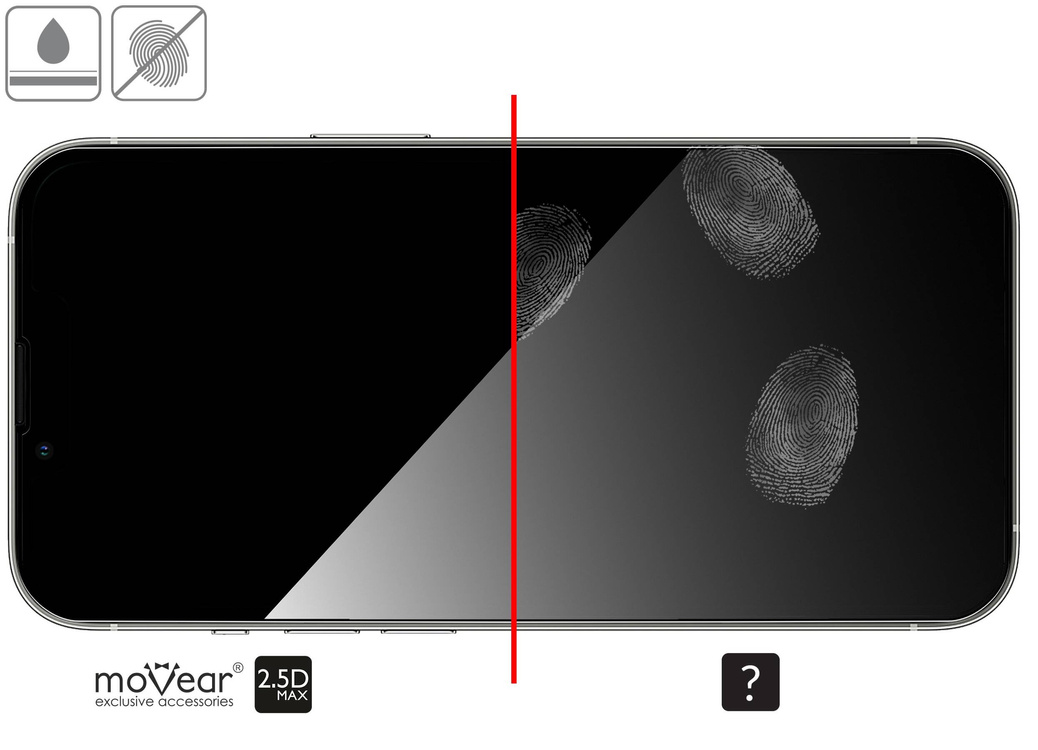 moVear GLASS mSHIELD 2.5D MAX do Apple iPhone 16e / 14 / 13 / 13 Pro (6.1") (kompatybilne z etui)