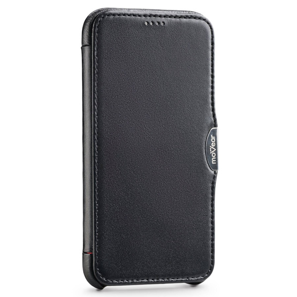 moVear flipSide C skórzane etui do Apple iPhone Xr (6.1") | Skóra naturalna gładka (Czarna)