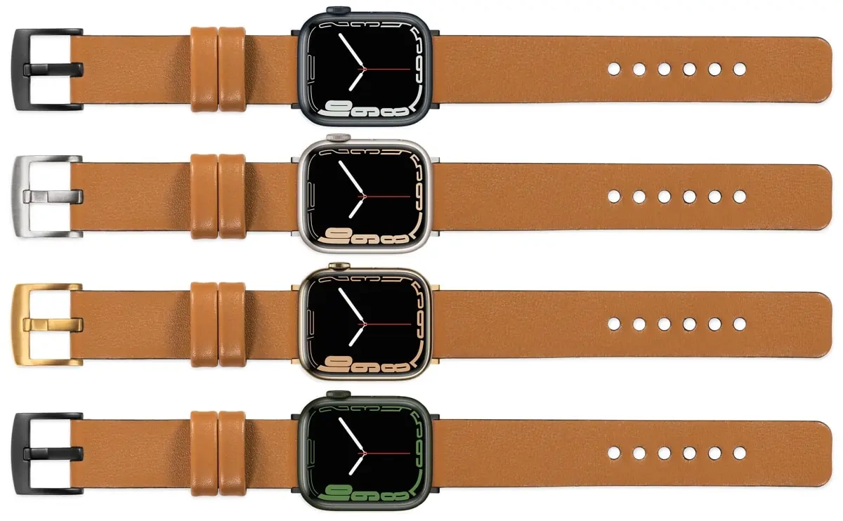 moVear Prestige S1 Skórzany pasek 22mm do Apple Watch 10 / 9 / 8 / 7 / 6 / 5 / 4 / SE (46/45/44mm) & Ultra (49mm) | Jasnobrązowy [adapter i klamra do wyboru]