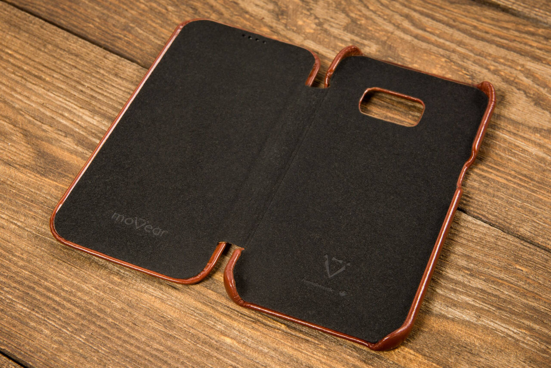 moVear flipSide S skórzane etui do Samsung Galaxy S7 edge (5.5") | Skóra naturalna vintage (Brązowa)