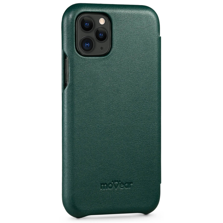 moVear flipSide S skórzane etui do Apple iPhone 11 Pro (5.8") | Skóra naturalna nappa (Zielona butelkowa)