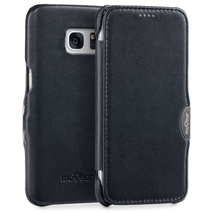 moVear flipSide C Skórzane Etui do Samsung Galaxy S7 | Skóra Gładka | Czarny