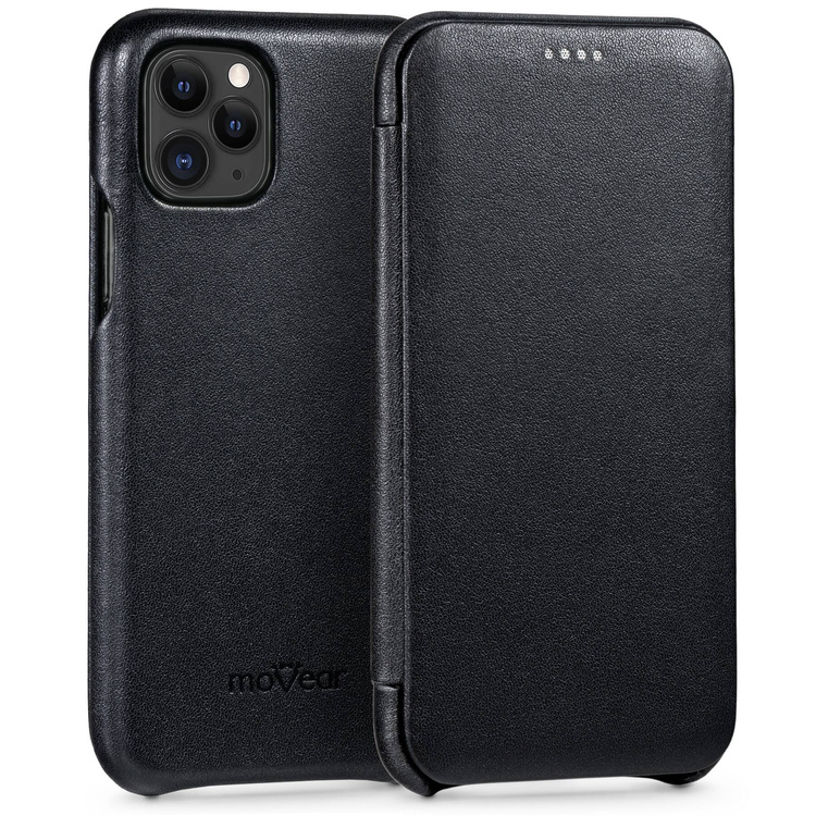 moVear flipSide S skórzane etui do Apple iPhone 11 Pro (5.8") | Skóra naturalna gładka (Czarna)