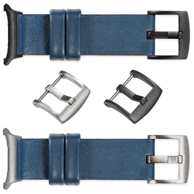 moVear Prestige S1 Skórzany pasek 22mm do Samsung Galaxy Watch Ultra | Niebieski Jeans [rozmiary XS-XXL i klamra do wyboru]