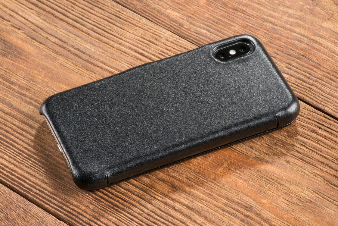 moVear flipSide C skórzane etui do Apple iPhone Xs / X (5.8") | Skóra naturalna gładka (Czarna)