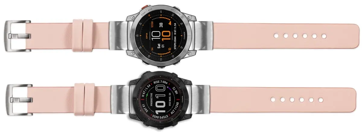 moVear Prestige S1 Skórzany pasek do Garmin QuickFit 26mm (Fenix / Epix / Quatix / Tactix / Enduro - 51mm) | Różowy cielisty [rozmiary XS-XXL i klamra do wyboru]