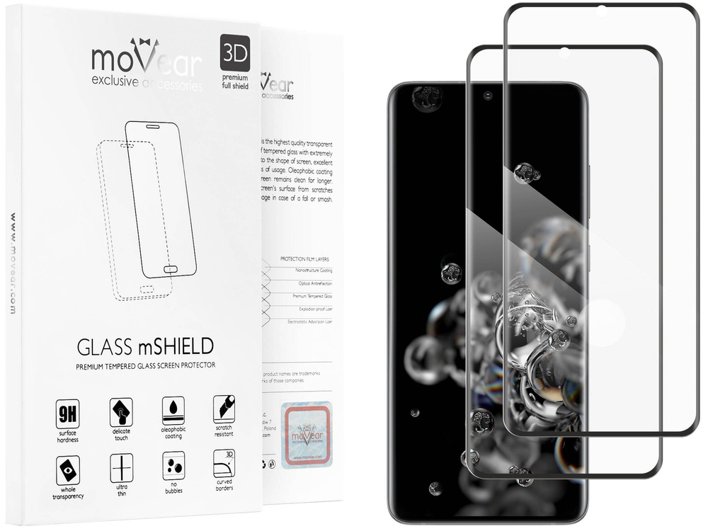 2 szt. | moVear GLASS mSHIELD 3D do Samsung Galaxy S20 Ultra (6.9") (na cały ekran)