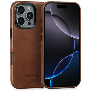 moVear backCover 4S Skórzane plecki do Apple iPhone 16 Pro (6.3") | kompatybilne z MagSafe, Skóra naturalna olejowana (Ciemnobrązowa)