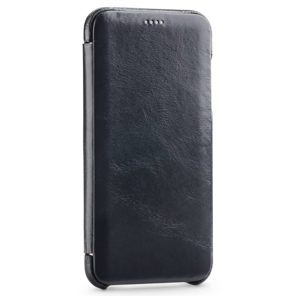 moVear flipSide S skórzane etui do Apple iPhone Xs MAX (6.5") | Skóra naturalna vintage (Czarna)