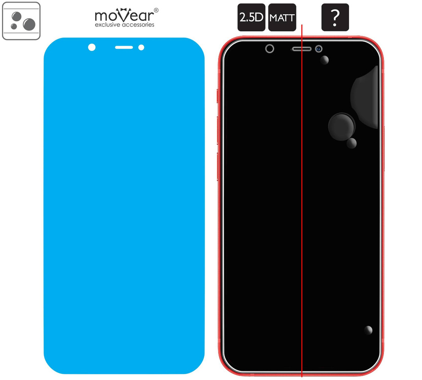 2 szt. | moVear GLASS mSHIELD 2.5D MATT do Apple iPhone 12 Mini (5.4") (Antyrefleksyjne, kompatybilne z etui)