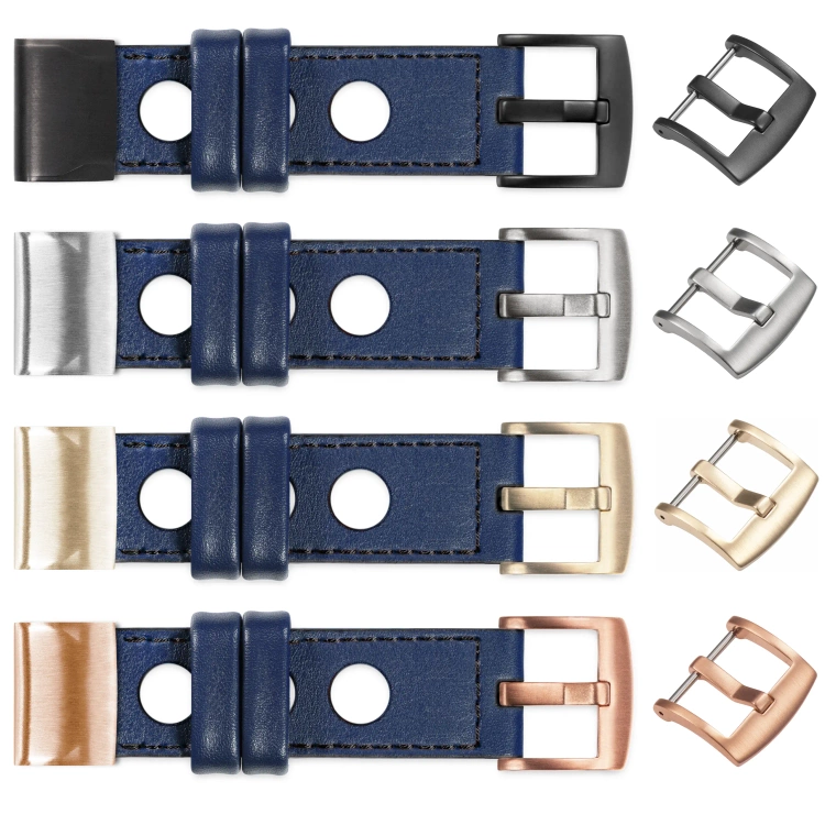 moVear Prestige R1 Skórzany pasek do Garmin QuickFit 22mm (Fenix / Forerunner / Epix / Instinct / Enduro / Quatix / MARQ - 47/45mm) | Granatowy, czarne przeszycie [rozmiary XS-XXL i klamra do wyboru]