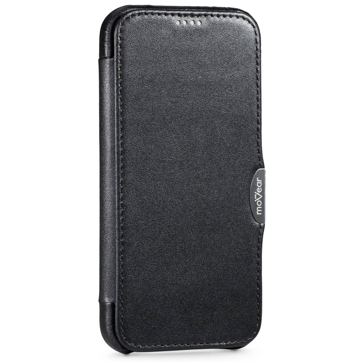 moVear flipSide C skórzane etui do Apple iPhone 12 Pro / 12 (6.1") | Skóra naturalna gładka (Czarna)