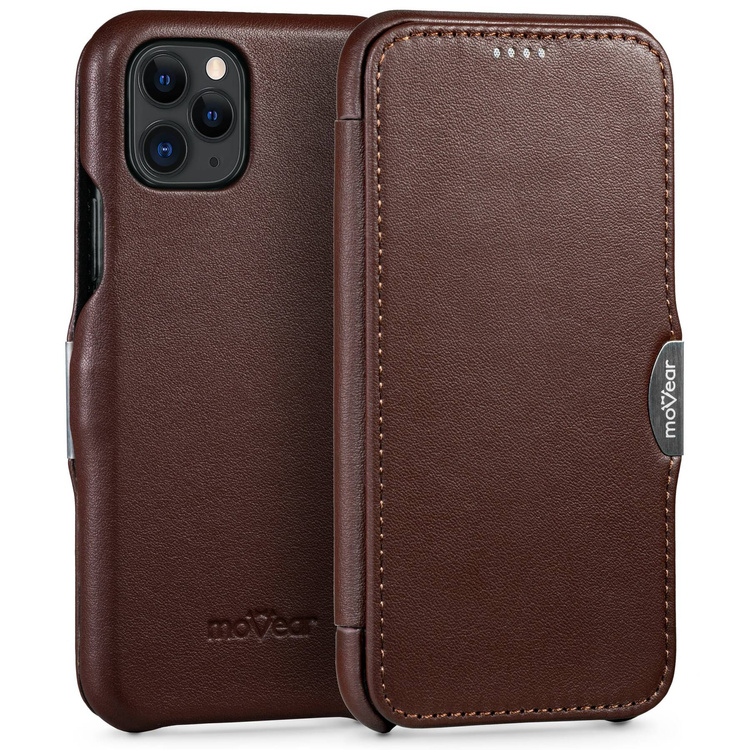 moVear flipSide C skórzane etui do Apple iPhone 11 Pro (5.8") | Skóra naturalna nappa (Ciemnobrązowa)