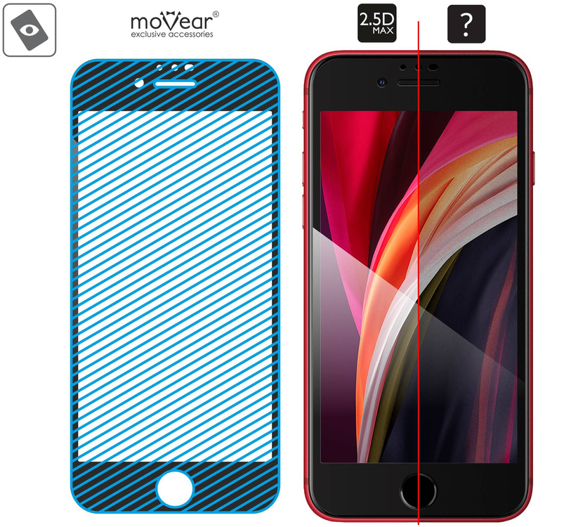 2 szt. | moVear GLASS mSHIELD 2.5D MAX do Apple iPhone SE (2022 / 2020) / 8 / 7 (4.7") (kompatybilne z etui)