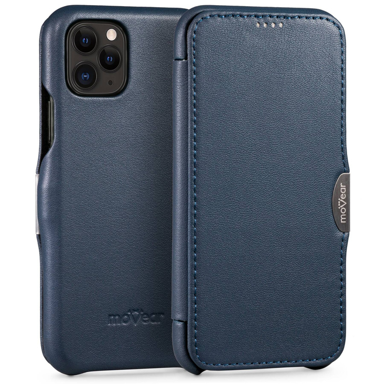 moVear flipSide C skórzane etui do Apple iPhone 11 Pro (5.8") | Skóra naturalna nappa (Granatowa)