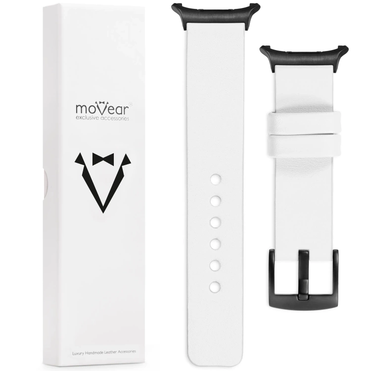 moVear Prestige S1 Skórzany pasek 24mm do Samsung Galaxy Watch Ultra | Biały [rozmiary XS-XXL i klamra do wyboru]