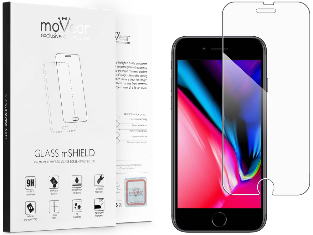 moVear GLASS mSHIELD 2.5D do Apple iPhone 6 Plus / 6s Plus (5.5") (kompatybilne z etui)