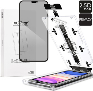 moVear mBOX GLASS mSHIELD 2.5D MAX privacy do Apple iPhone 11 / Xr (6.1") (Anty spy, z Aplikatorem)