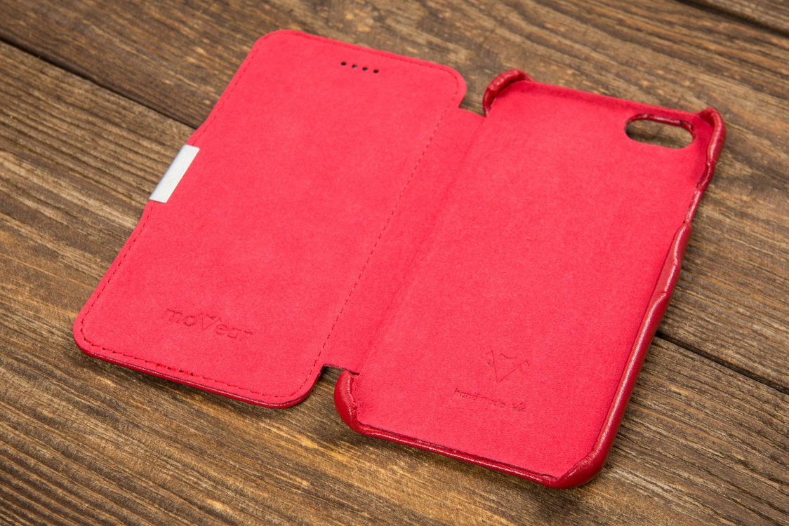 moVear flipSide C+ Skórzane Etui do Apple iPhone 6 / 6s | Skóra Gładka | Czerwony
