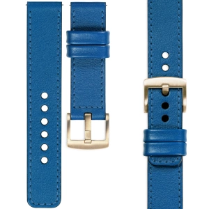 moVear Prestige C1 Skórzany pasek 18mm do Garmin Vivoactive 4S, Venu 3S/2S, Vívomove 3S | Niebieski, niebieskie przeszycie [rozmiary XS-XXL i klamra do wyboru]