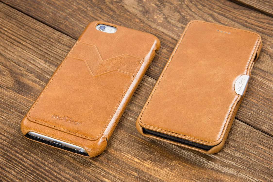 moVear flipSide C+ Skórzane Etui do Apple iPhone 6 / 6s | Skóra Vintage | Jasnobrązowy