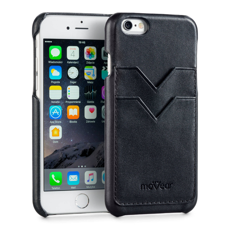 moVear backCover S+ Skórzane Etui Plecki do Apple iPhone 6 / 6s | Skóra Gładka | Czarny