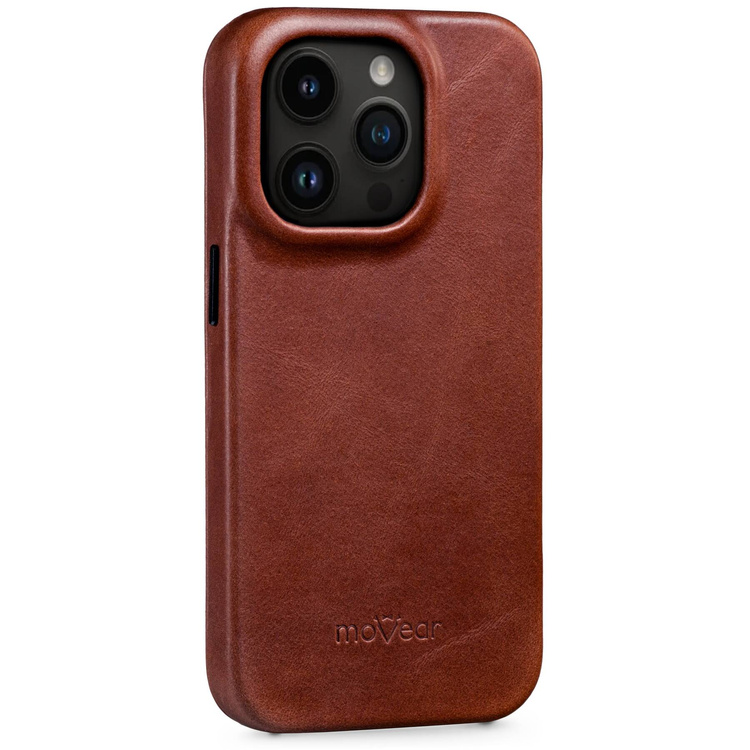 moVear flipSide 4S skórzane etui do Apple iPhone 14 Pro Max (6.7") | Skóra naturalna olejowana (Kasztanowy brązowy)