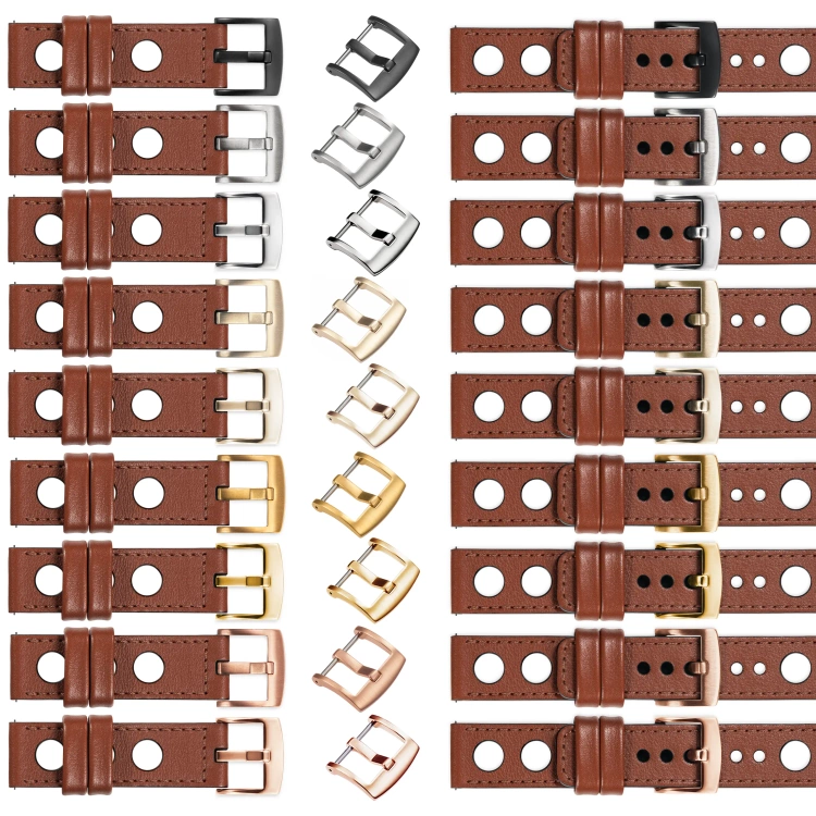 moVear Prestige R1 Skórzany pasek 26mm do zegarka | Brązowy, brązowe przeszycie [rozmiary XS-XXL i klamra do wyboru]