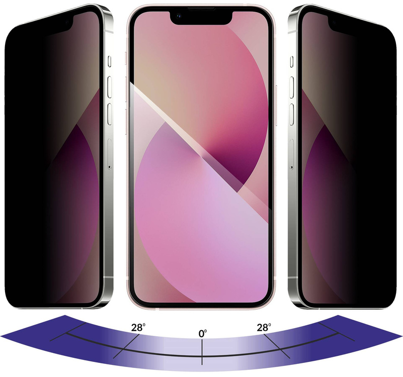 moVear GLASS mSHIELD 2.5D MAX privacy do Apple iPhone 13 Mini (5.4") (Prywatyzujące, kompatybilne z etui)