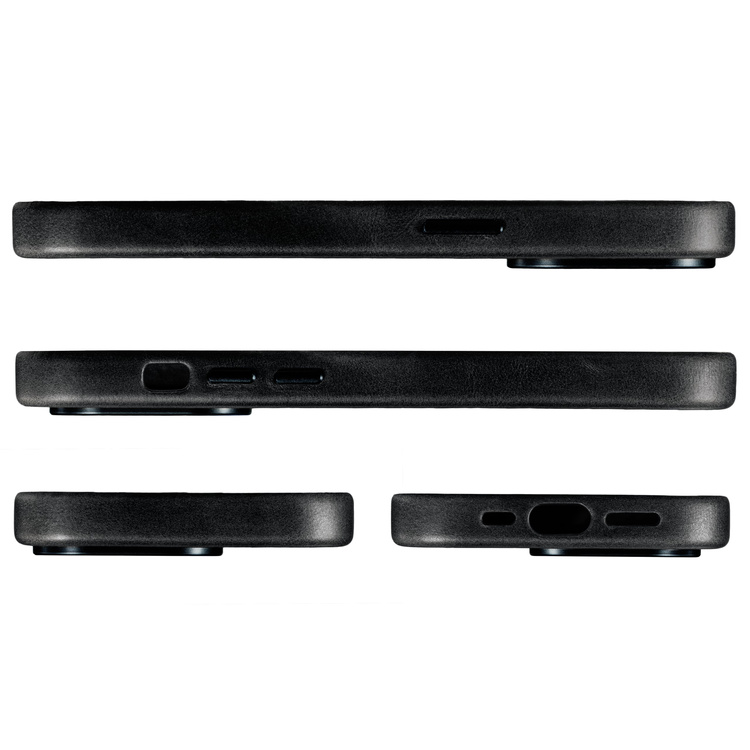 moVear backCover 4S Skórzane plecki do Apple iPhone 15 Pro (6.1") | kompatybilne z MagSafe, Skóra naturalna olejowana (Czarna)