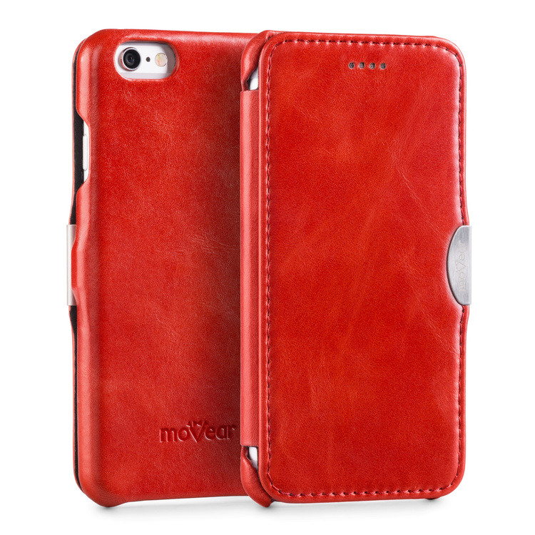 moVear flipSide C skórzane etui do Apple iPhone 6 / 6s (4.7") | Skóra naturalna vintage (Czerwona)