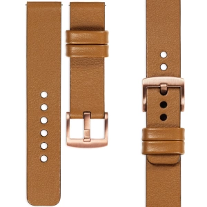 moVear Prestige S1 Skórzany pasek 18mm do Garmin Vivoactive 4S, Venu 3S/2S, Vívomove 3S | Jasnobrązowy [rozmiary XS-XXL i klamra do wyboru]