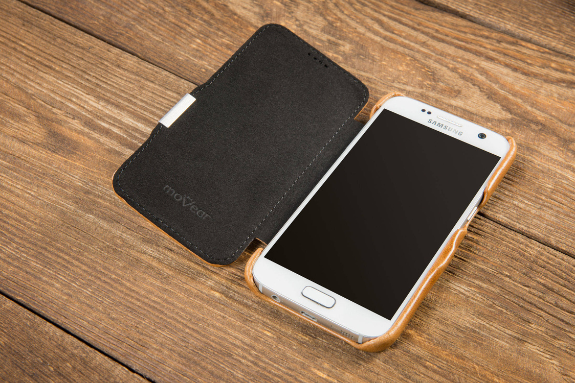 moVear flipSide C Skórzane Etui do Samsung Galaxy S6 | Skóra Vintage | Jasnobrązowy