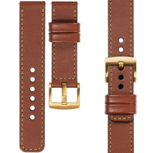 moVear Prestige C1 Skórzany pasek 22mm do zegarka | Brązowy, złote przeszycie [rozmiary XS-XXL i klamra do wyboru]
