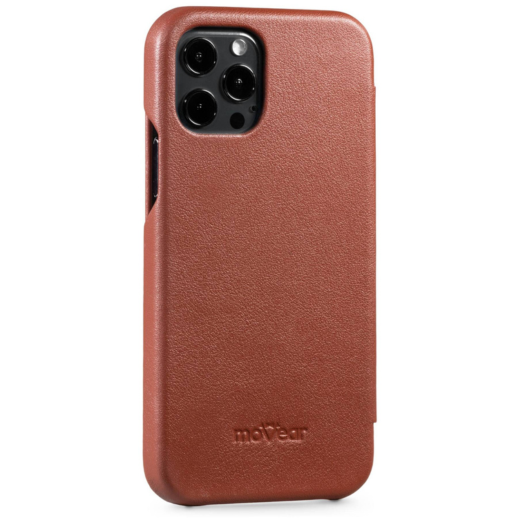 moVear flipSide S skórzane etui do Apple iPhone 12 Pro / 12 (6.1") | Skóra naturalna nappa (Brązowa)