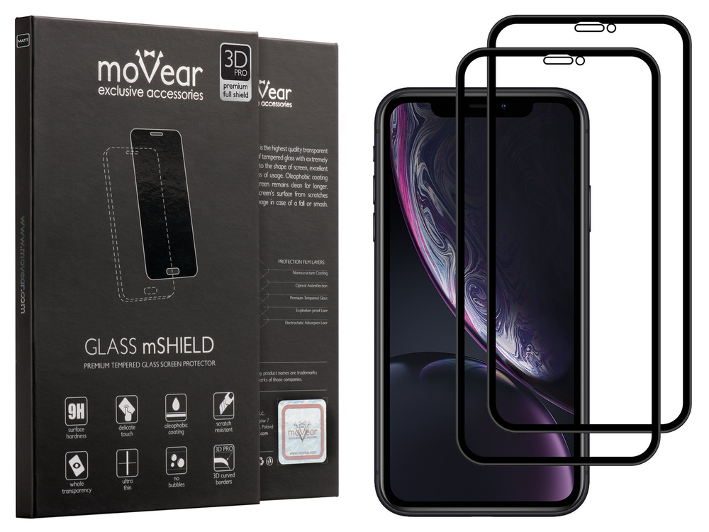2 szt. | moVear GLASS mSHIELD 3D PRO MATT na iPhone Xr | Matowe Szkło Hartowane na Cały Ekran, Antyrefleksyjne, 9H