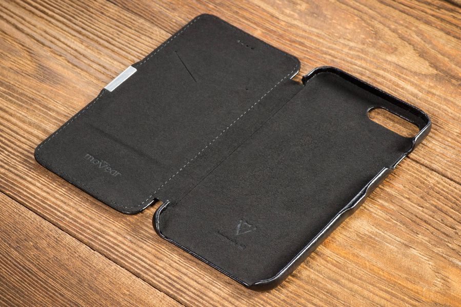moVear flipSide C skórzane etui do Apple iPhone 8 Plus / 7 Plus (5.5") | Skóra naturalna vintage (Czarna)