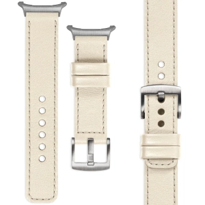 moVear Prestige C1 Skórzany pasek 24mm do Samsung Galaxy Watch Ultra | Beżowy, beżowe przeszycie [rozmiary XS-XXL i klamra do wyboru]