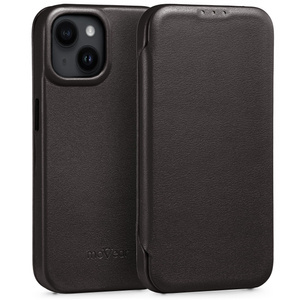 moVear flipSide 4S skórzane etui do Apple iPhone 14 (6,1") | Skóra naturalna gładka (Czarna)