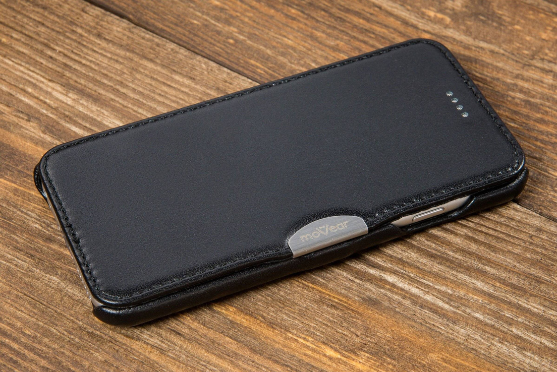 moVear flipSide C+ Skórzane Etui do Apple iPhone 6 / 6s | Skóra Gładka | Czarny