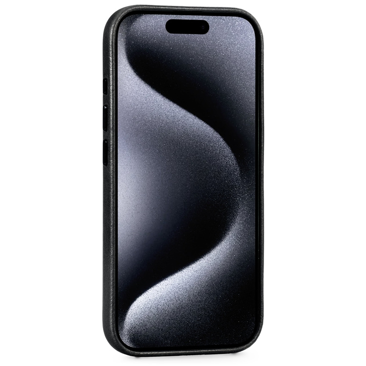 moVear backCover 4S Skórzane plecki do Apple iPhone 15 Pro (6.1") | kompatybilne z MagSafe, Skóra naturalna olejowana (Czarna)