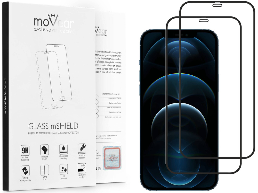 2 szt. | moVear GLASS mSHIELD 2.5D MAX MATT do Apple iPhone 12 Pro Max (6.7") (Antyrefleksyjne, kompatybilne z etui)