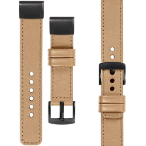 moVear Prestige C1 Skórzany pasek do Garmin QuickFit 22mm (Fenix / Forerunner / Epix / Instinct / Enduro / Quatix / MARQ - 47/45mm) | Cappuccino, cappuccino przeszycie [rozmiary XS-XXL i klamra do wyboru]