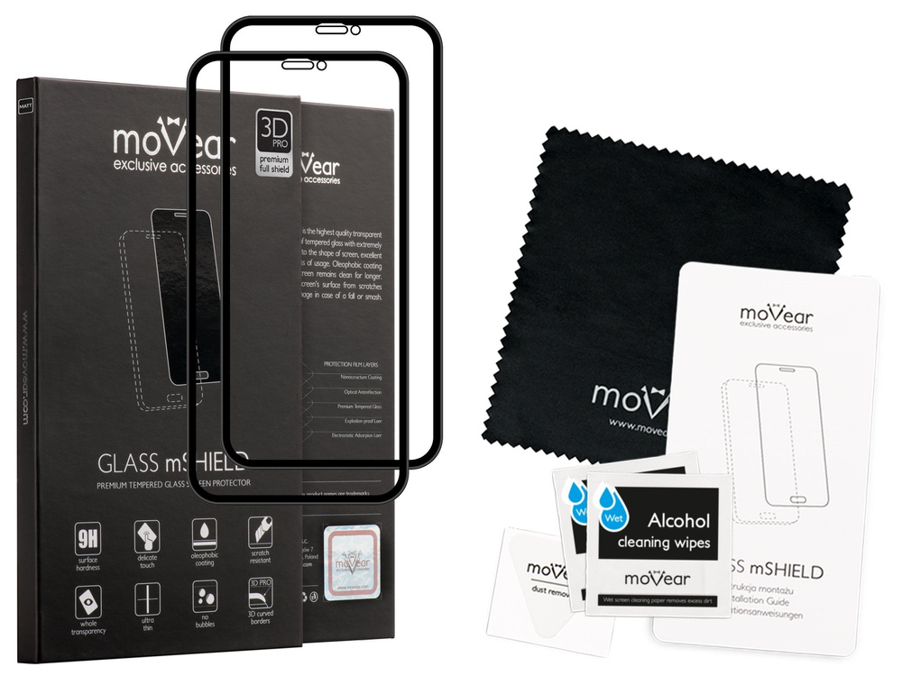 2 szt. | moVear GLASS mSHIELD 3D PRO MATT na iPhone Xr | Matowe Szkło Hartowane na Cały Ekran, Antyrefleksyjne, 9H