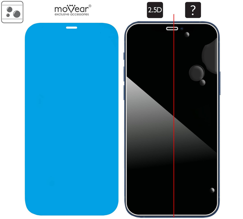 2 szt. | moVear GLASS mSHIELD 2.5D do Apple iPhone 12 Pro / 12 (6.1") (kompatybilne z etui)