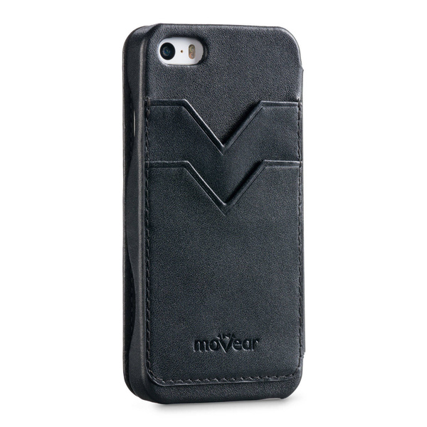 moVear flipSide C+ Skórzane Etui do Apple iPhone SE / 5s / 5 | Skóra Gładka | Czarny
