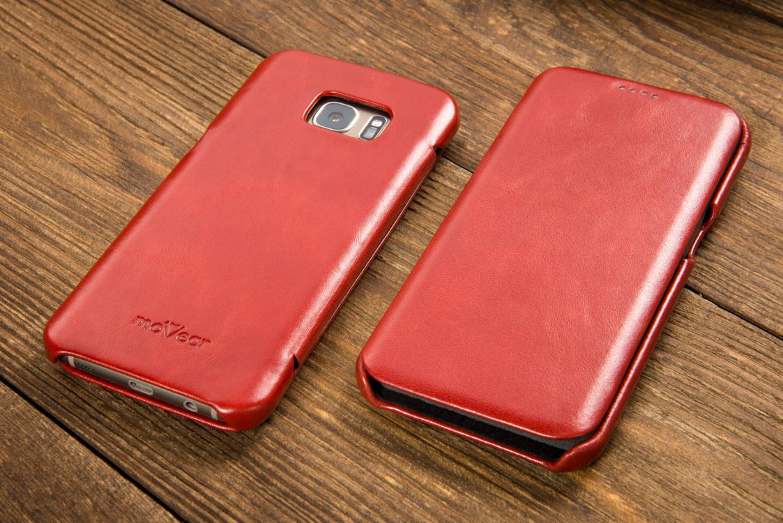moVear flipSide S skórzane etui do Samsung Galaxy S7 edge (5.5") | Skóra naturalna vintage (Czerwona)