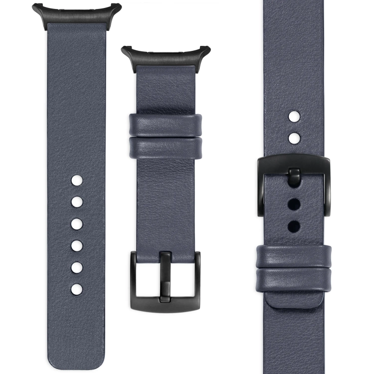 moVear Prestige S1 Skórzany pasek 24mm do Samsung Galaxy Watch Ultra | Szary stalowy [rozmiary XS-XXL i klamra do wyboru]