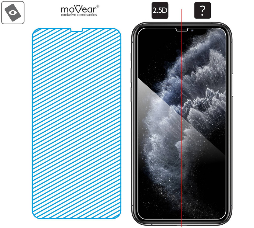 moVear GLASS mSHIELD 2.5D do Apple iPhone 11 Pro / Xs / X (5.8") (kompatybilne z etui)