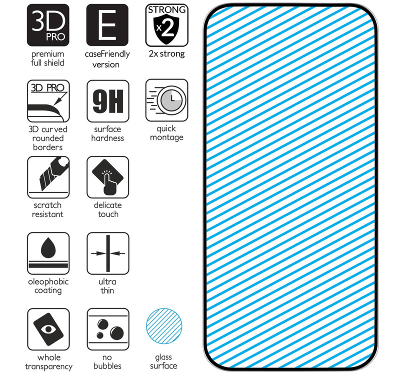 2 szt. | moVear GLASS mSHIELD 3D PRO-E do Apple iPhone 14 Pro Max (6.7") (kompatybilne z etui)